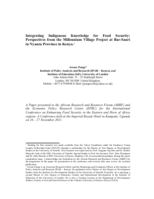 Integrating Indigenous Knowledge for Food Security