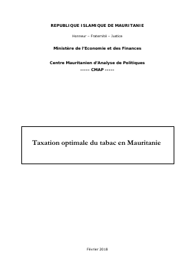TAXATION OPTIMALE DU TABAC EN MAURITANIE