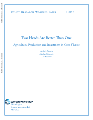 Two Heads Are Better Than One  Agricultural Production and Investment in