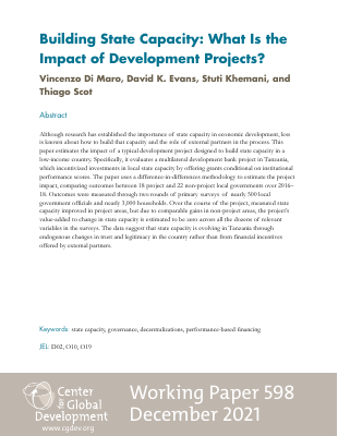 building state capacity what impact development projects
