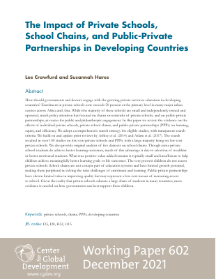impact private schools school chains and-public private partnerships developing countries