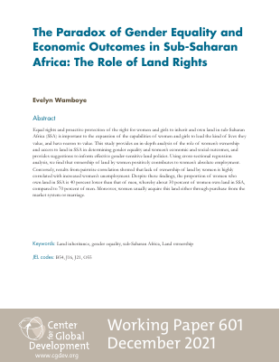 paradox gender equality and economic outcomes sub saharan africa role land rights